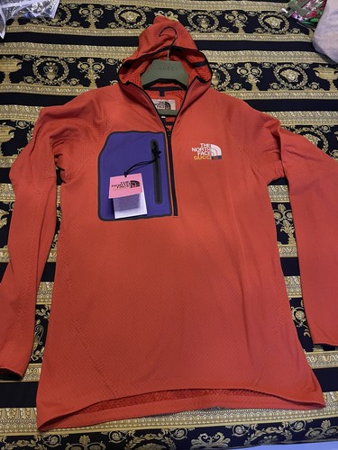 Nuova giacca con cappuccio pullover 100% autentica Gucci x The North Face arancione pile L