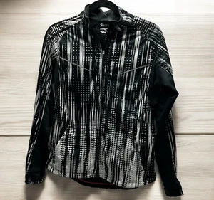 Saucony Women's Small Jacket Lightweight Running Zipper Pockets Black White - Picture 1 of 9