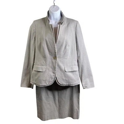J Crew Women's Gray Skirt Suit Set Size 4 Cotton Corporate Career Conservative - Image 1 of 4