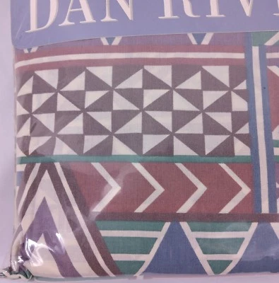 Vintage Dan River Percale Fitted Sheet CA King Pastel Southwest Geometric NIP - Image 1 of 4
