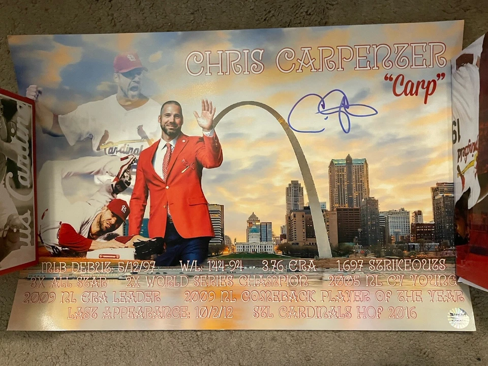 Foto autografiada impresa firmada por Chris Carpenter de los Cardenales de San Luis HOFer certificado de autenticidad FC Foto 1 de 1