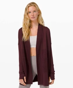 Lululemon Sit In Lotus Wrap II Cardigan Womens Sz 10 Open Front Merino Wool - Picture 1 of 12