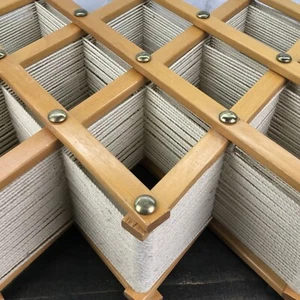 Woven Expandable To 21” Wine Rack Boho Style MCM Style Rack Light Wood - Picture 1 of 11