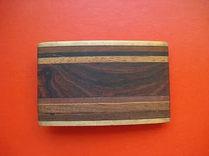 Vintage Kenneth Reid Southwest Wood and Brass Belt Buckle - Picture 1 of 5