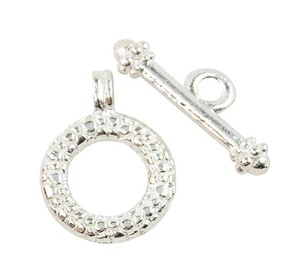 6 Silber Farbe Runde Grübchen Knebel Armband Fundstücke Halskette Verschluss (37887-212) - Bild 1 von 1