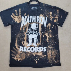 Death Row Records T Shirt Y2K Brown Tie Dye Hand Prints Web Graphic Print Size M - Picture 1 of 17