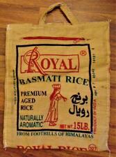 Royal Basmati Aged India Rice Burlap Bag 15# Handle Zipper Logo Tote EMPTY