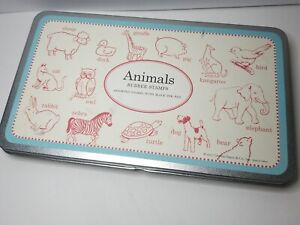 Cavallini Vintage ANIMALS Rubber Stamps 13pc  Ink and Tin