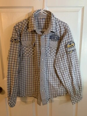 BARE FOX Long Sleeve Button-Up Shirt XL Racing Patches Rare - Image 1 of 4