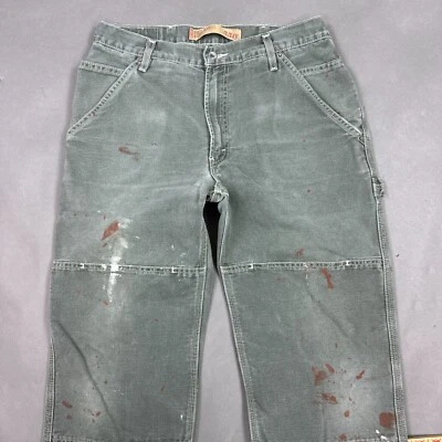 Jeans Levis Para Hombres 33x32 Verde Doble Rodilla Lona Utilidad Carpintero Pintado Trabajo Foto 1 de 4