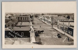 Atkinson Nebraska NE Birdseye View Main Street Real Photo Postcard RPPC 1908 - Picture 1 of 2
