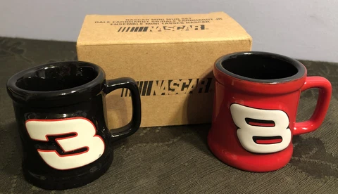 New in Box Dale Earnhardt Sr and Dale Earnhardt Jr Nascar 2” Mini Mug Set Cover