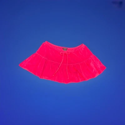 Mini-saia Y2K rosa terrycloth L suculenta dupe cintura baixa veludo micro-saia - Imagem 1 de 4