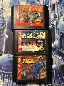 SEGA GENESIS 3 Game Bundle LOT - Mortal Kombat 2, The Tick, Eternal Champions - Picture 1 of 10