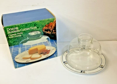 Plato de queso vintage de colección Dansk HOSTESS con cúpula Cloche picnic 2 piezas Foto 1 de 4