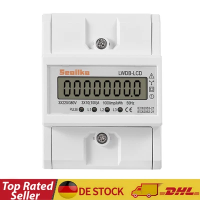 Contatore di corrente LCD contatore trifase calibrato trifase per guida DIN 4 fili DE - Immagine 1 di 4