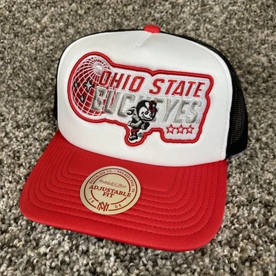 Mitchell & Ness Ohio State Buckeyes Foam Trucker Snapback Adjustable Hat New - Image 1 of 4