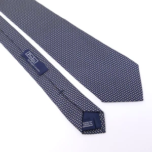 Polo Ralph Lauren Krawatte Herren 100% Seide Strukturiert Geometrisch Blau Made in Germany - Bild 1 von 12