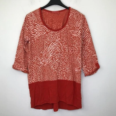 Fresh Produce Women's Medium Tunic Top Orange Animal Print 3/4 Sleeve AH27 - Image 1 of 4
