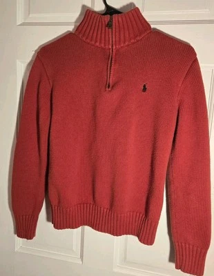 Boys Red PoLo Ralph Lauren Sweater Quarter Zipper Size Large 14/16 - Image 1 of 4