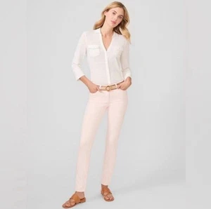 J. McLaughlin Lexi Jeans Size 4 Soft Petal Pink Mid Rise Pocket Preppy Classic - Picture 1 of 13