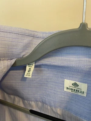 Camisa de vestir Luigi Borrelli Napoli azul a rayas 16/41 - L Foto 1 de 4