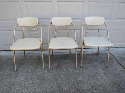 3 Vintage Mid Century Cosco STYLAIRE Metal Folding Chair Retro Atomic Era MCM - Image 1 of 4