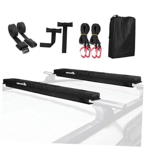 Soft Roof Rack Pads with 2 Tie Down Straps, 2 Tie Down Ropes, 2 Hood Loops  - Picture 1 of 8