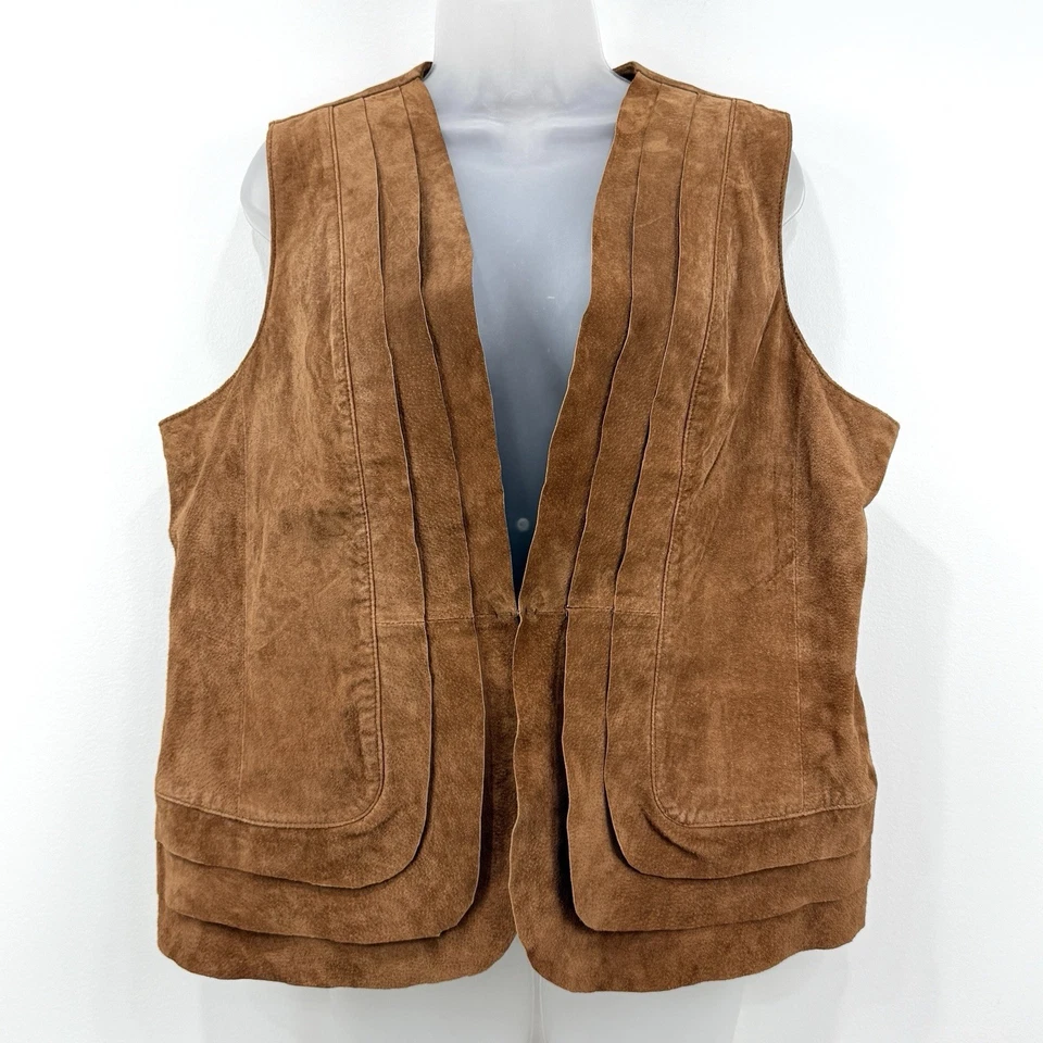 Chicos Suede Vest Women's XL Brown Western Country Rodeo Cowgirl Leather Boho - Image 1 of 4