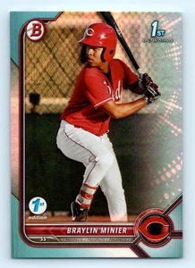 2022 Bowman 1st Edition Braylin Minier Sky Blue Foil Cincinnati Reds #BPPF-93 - Picture 1 of 2