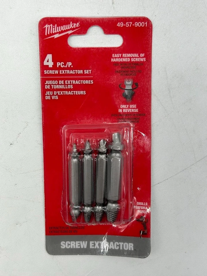 Juego de 4 extractores de tornillos de acero Milwaukee 49-57-9001 M2 Foto 1 de 4