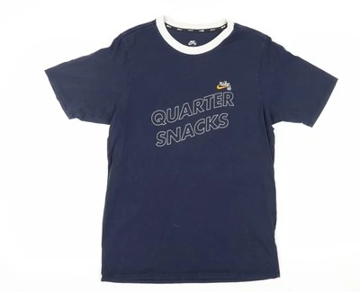 Camiseta para hombre Nike azul cuello redondo, talla S, algodón Foto 1 de 4