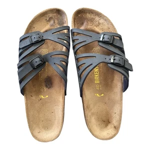 Birkenstock Birkis Womens Sandals Size 40 Blue Buckle Straps Cork Footbed - Picture 1 of 5