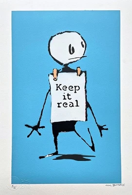 BANKSY/NO BANKSY - Manténgalo real 6/10 - Pintura en aerosol original, certificado Foto 1 de 4