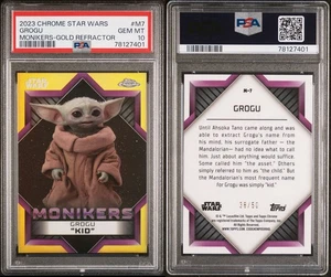 2023 Topps Chrome Star Wars #M7 Grogu The Kid Child Gold Refractor/50 PSA 10 - Imagen 1 de 3
