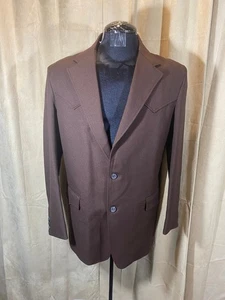 Mens Vtg 70s Mesquite Western Blazer Size 42R Brown Polyester - Picture 1 of 9