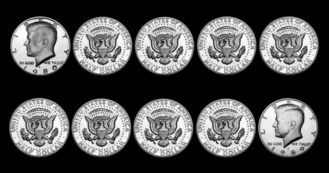 1980 1981 1982 1983 1984 1985 1986 1987 1988 1989 S Kennedy Mint Proof Set of 10 Cover