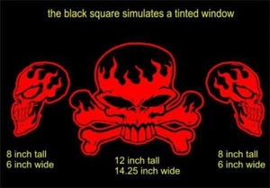 Skulls Fire Flame Setof3 Decals Stickers (14x12) (6x8) - Picture 1 of 1