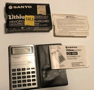 RARE Vintage Mini Sanyo Lithium Power Memorygard/Powergard Calculator CX1254 - Picture 1 of 12