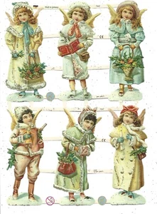 German GOLD GLITTER Scrap Die Cut - Christmas Easter Colorful Angels  EF7347Gold - Picture 1 of 5