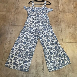 LOFT Women’s Sz 10 One Piece Jumper w Pockets Blue and White  Floral NWT $100 - Picture 1 of 16