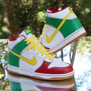 Nike Dunk High 6.0 Rasta Men's Size 9.5 White Green Red Yellow Custom 517562-173 - Picture 1 of 17