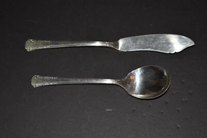 Oneida Rogers DELMAR Silverplate Master Butter Knife & Sugar Spoon Circa 1939 - Picture 1 of 3