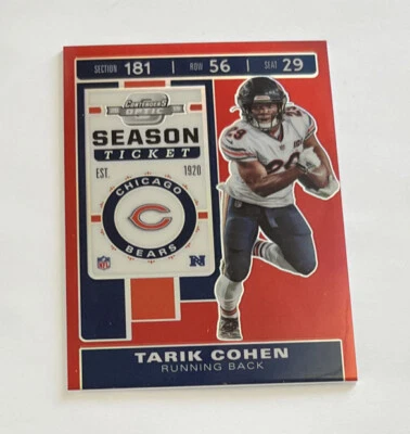 2019 Panini Contenders Optic Tarik Cohen Red /199 Season Ticket 🏈🏈 - Image 1 of 2