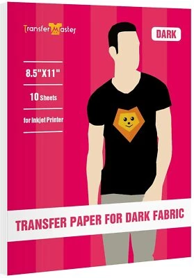 TRANSFER MASTER Inkjet Transfer Paper for Dark Fabric Printable Heat Transfer Vinyl Sheet 8.5x11