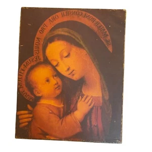 Vintage Madonna mit Kind religiöse Kunst Leinwand Gemälde Wanddeko 10x8 - Bild 1 von 5