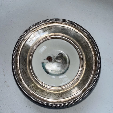 Vintage Frank M Whiting REDHEADS Duck Sterling Silver Bowl 5 Inch Diameter Cover