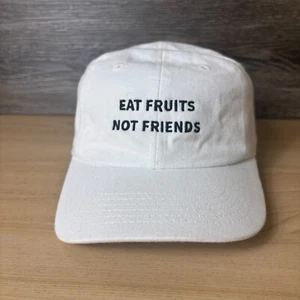 Eat Fruits Not Friends Hat Cap Strap Back White Spell Out Adjustable - Picture 1 of 10