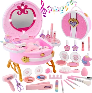 Toys for Girls,Kids Makeup Kit for Girl,Toddler Vanity Makeup Set with Lights,So - Picture 1 of 12