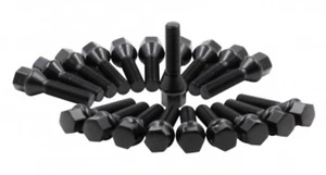 20x 14x1.25 BLACK CONE SEAT LUG BOLTS 40MM SHANK MOST BMW MINI COOPER 17MM HEX - Picture 1 of 2